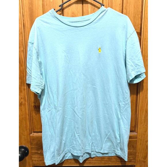 Polo Ralph Lauren Size M Light Blue T-Shirt with Yellow Logo - Size M - Picture 1 of 4